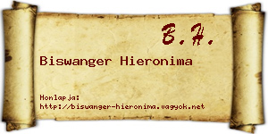 Biswanger Hieronima névjegykártya